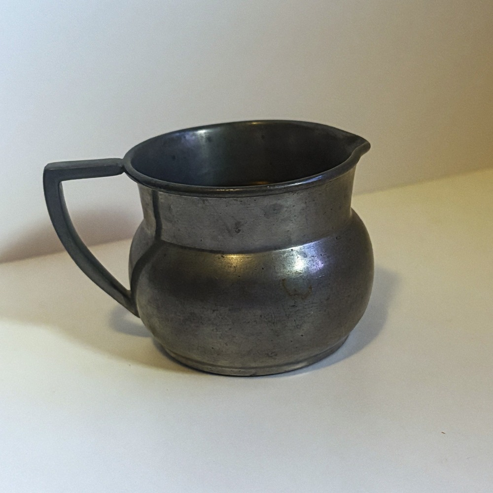 Vintage Cottagecore Traditional Pewter Colonial Style Creamer Cup